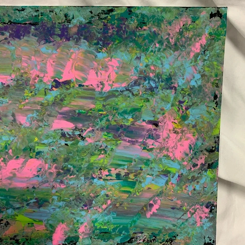 Original art! 8x10 pink, blue, purple, lime & black